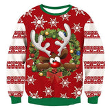 Ugly Christmas Sweater 3d Antler Print Novelty Ugly Christmas Sweater Unisex Men Women Long Sleeve Pullover Jumpers Sweater