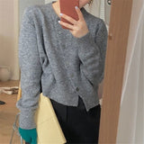 Autumn Women Coat Oblique-breasted Long Sleeve irregular Sweater Cardigan Solid Elegant Casual Sweater