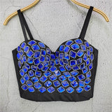 Acrylic Shine Sexy Top Performance Party Nightclub Crop Top Women To Wear Out Spaghetti Strap Corset Push Up Bralette