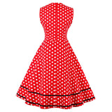 Red And White Polka Dot Cotton Robe Pin Up Swing Flare Retro Party Vintage Dress