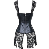 Faux Leather Black Steampunk Zipper Back Corsets and Bustiers PVC Gothic Boned Lingerie Slimming Body Shaper