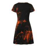Tie Dye Short Sleeve Simple Design Holiday Party Casual Dress Streetwear