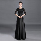 Half-Sleeve Lace Women Formal Elegant A-line Satin Evening Dress O-neck Party Prom Gowns Homecoming Dress