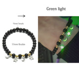 Natural Stone Luminous Glow In The Dark Yoga Healing Lotus Charm Beads Bracelet