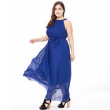 Plus Size Women Casual Beach Party Sleeveless Long Maxi Chiffon Bohemian Dress Beachwear