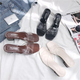 Fashion Summer PVC Open Toed High Heels Women Transparent Sandals Slippers Pumps Big Size