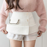 High Waist Mini Skirts Women Korean Style All-match Vintage Woolen Ladies Elegant A-line Short Skirt