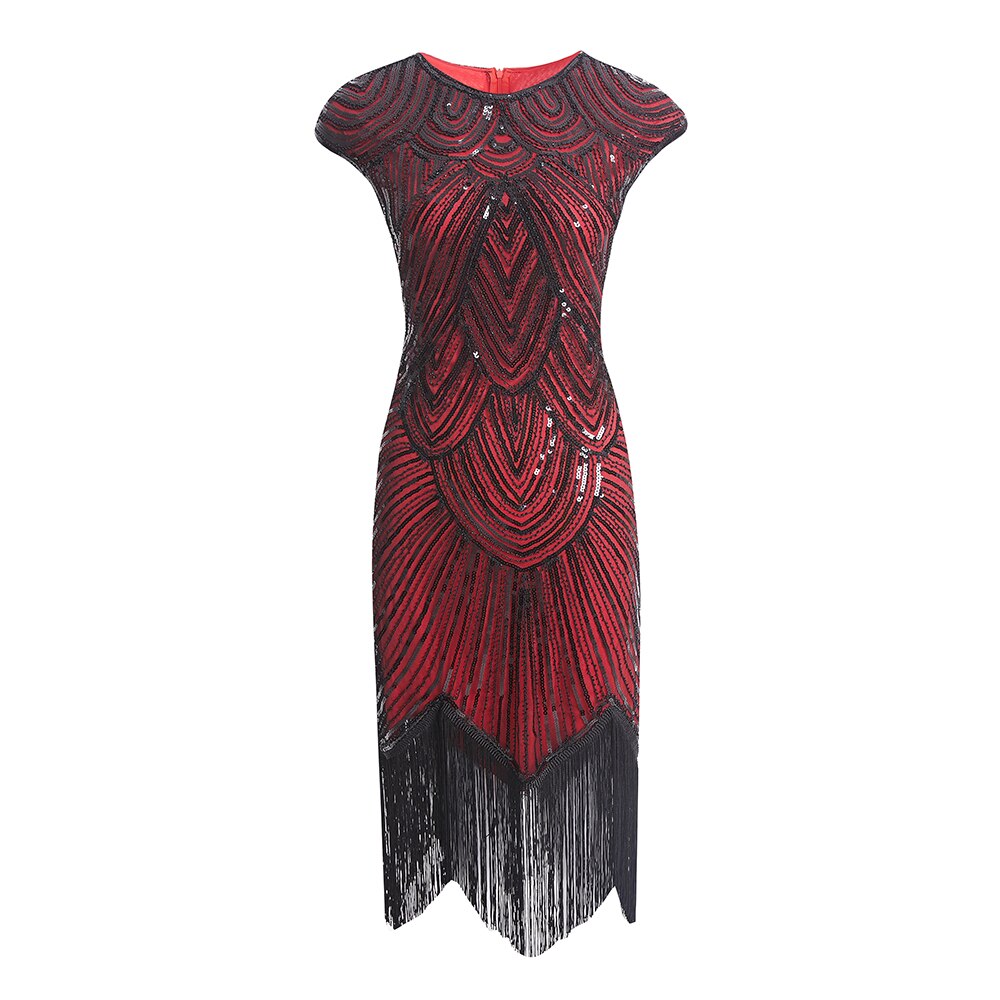 Women's 1920S GATSBY Sequins O-neck Beaded Fringed Dress Hot Club & Night Out Dresses Sexy Fringed Night Club Dress