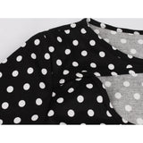 2021 Slim Fit Cotton Black Women Party Dress Small Polka Dot Printing Short Sleeve Swing Causal Office OL Rockabilly Sundress