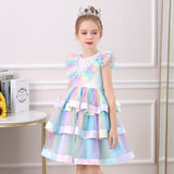 Ruffles Pretty Flower Girl Dress Baby Girl Ball Gown Kids Formal Wear Wedding Party Dress With Bow