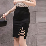 Office Lady High Waist Spring Fashion Furcal Solid Color Women Elegant Knee-length Pencil Skirt