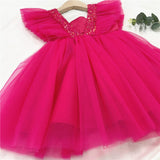 Girls Princess Party Tutu Sequin Bowknot Dress Kids Elegant Wedding Birthday Prom Gown Christmas Costume