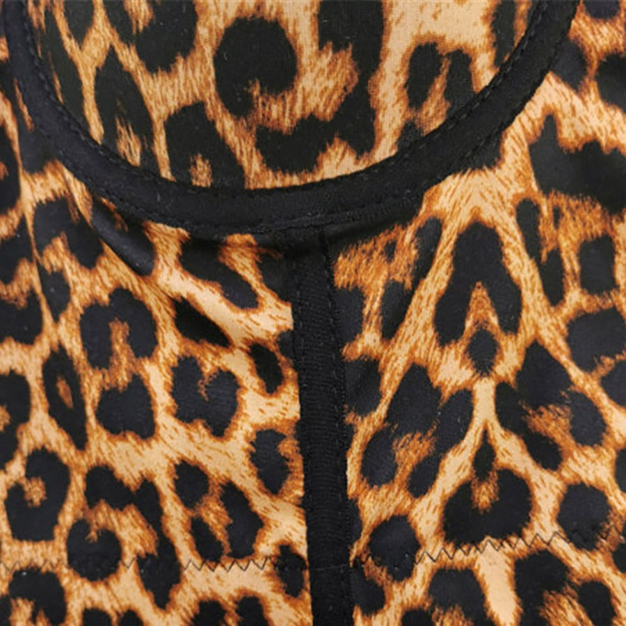 Summer Leopard Print Sexy Crop Sleeveless Top Women Camis Tops With Built In Bra Push Bustier