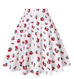 2021 Blue Strawberry Women Swing Midi Skirt High Waist Casual Office Retro Vintage 40s 50s 60s Pinup Rockabilly Plus Size Skirts