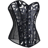 Black White Women Sexy Lace up Boned Overbust Corsets And Bustiers Top Waist Cincher Shaper Plus Size S-6XL