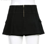 2022 Harajuku Low Waist Mini Pant Skirt Y2K Grunge E Girl Women Sexy Black Sashes EMO Denim Skirts Female Punk Clubwear Mujer