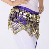 Women Sweet Bellydance Hip Scarf With Gold Coins Skirts Wrap Noisy Egyptian Dancing Hand Crocheted Bead Velvet Waist Belt