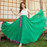 Dance Chiffon Long Women Elegant Casual High Waist Boho Beach Maxi Skirts Wear On Both Sides