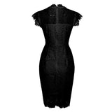 2021 Elegant Lace Bandage Office Dress High Waist Vintage Women Cap Sleeve Bodycon Party Night Pencil Dresses Slim Fit Ladies