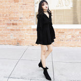 2021 Streetwear Punk Gothic Black Shirt Dress Fashion Hip Hop Grunge Clothes Long Sleeve V Collar Slim High Waist Mini Dresses