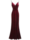 Diamond-encrusted Evening Gown Night Long Dress Velvet Temperament Nightclub Sexy High Split V-neck Robe Dress