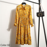 Bow A-line Women Full Sleeve Flower Print Floral Bohemian Dress