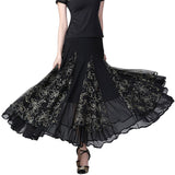 Ballroom Dancing 360 Degree Long Swing Latin Salsa Rumba Flamenco Dance Skirts Tribal Floral Mesh Dance Skirts