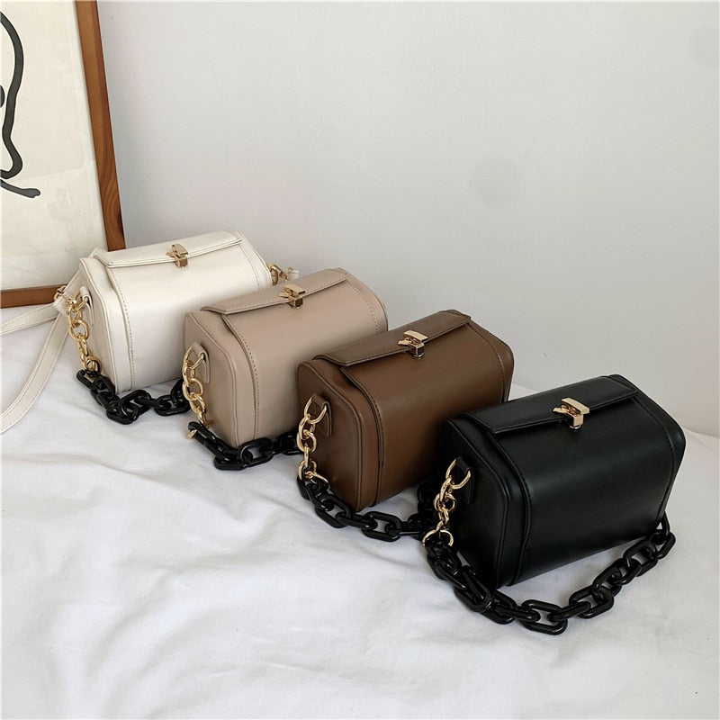 Mini Black Box Design PU Leather Crossbody Bag