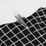 2021 Knot Neck Black and White Plaid Vintage Cotton Midi Dresses Women Elegant Party 3/4 Length Sleeve Spring Rockabilly Dress