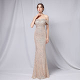 Women Elegant Off Shoulder Party Maxi Dress Sexy Strapless Sparkling Sequin Wedding Long Prom Dress