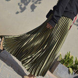 Autumn Winter Women Elastic High Waist Pleated A-Line Long Skirts