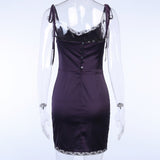 2021 Sexy Spaghetti Straps Bodycon Gothic Black Dress Women Streetwear Black Lace Up Mini Female Dresses Casual Purple Clothing