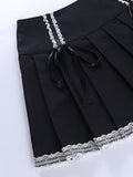 High Waist Lolita Pleated Y2K Skirt School Lace Up Goth Mini Emo Skirts Kawaii Academia Aesthetic E Girl Clothes Punk Skater