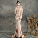 Burgundry V-neck Appliques Beaded Long Sleeve Dress See through Elegant Evening Party Dress