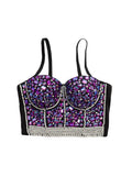 New Sexy Beaded Acrylic Women Winter Camis Show Corset Crop Top To Wear Out Push Up Bustier Bra