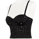 Sexy Korean Sequins Women Crop Tops Party Camis Cropped in Bra Spaghetti Strap Corset With Cups Push Up Bustier