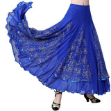 Ballroom Dancing 360 Degree Long Swing Latin Salsa Rumba Flamenco Dance Skirts Tribal Floral Mesh Dance Skirts