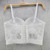 Lace Sexy See Through Crop Top To Wear Out Women Camis Summer Party Corset Push Up Bustier Bra