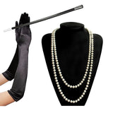 1920s Great Gatsby Accessories Set Costume Flapper Long Pearl Necklace Gloves Cigarette Holder Women Vintage Party Accessories