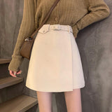 Women Casual Short Skirt Fashion Korean Style All-match High Waist Ladies A-line Mini Skirts With Belts