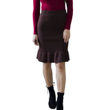 Elastic Women Pencil Warm Office Wear Elegant Knitted Straight Mid-Long Bodycon Skirt