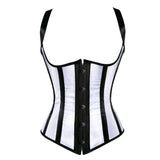 Women Sexy Striped Underbust Corset Burlesque Waist Cincher Slimming Lace Up Halter Straps Corset Bustier Lingerie Top Plus Size