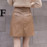 Women High Waist Mini Skirts Spring Korean Style Single-breasted All-match Ladies Elegant Short Skirt