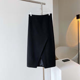 Spring Women Elastic High Waist Casual Irregular Split Hem Bodycon Straight Skirts