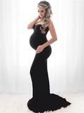 Pregnant Woman Photo Shoot Formal Dress Sleeveless Low-cut Trailing Evening Dress Mercerized Cotton Pregnant Dress