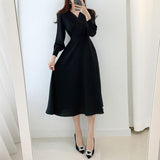 2021 Dresses for Women Vintage Robe V-neck Puff Sleeve Folds Vestidos Mujer High Waist Temperament Dress