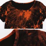 Tie Dye Short Sleeve Simple Design Holiday Party Casual Dress Streetwear