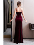 Diamond-encrusted Evening Gown Night Long Dress Velvet Temperament Nightclub Sexy High Split V-neck Robe Dress