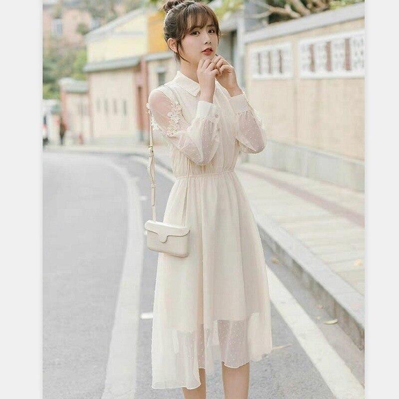 Solid Fairy Dress Women Long Sleeve Party Elegant Dress Casual Midi Office Lady Fashion Korean Clothing Autumn 2020 Female Chic