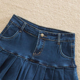 Micro Mini Short Skirt 6XL 7XL 8XL Plus Size Jeans Skater Women Elastic High Waist Bottom Lady Female Casual Pleated Denim Skirt